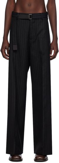 sacai Black Chalk Stripe Trousers