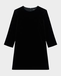 Velvet Quarter-Sleeve Mini Dress