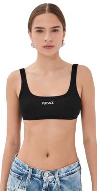 Versace Bio Cotton Rib Bra Black 2