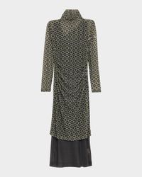 Hofes Turtleneck Sheer Layered Midi Dress