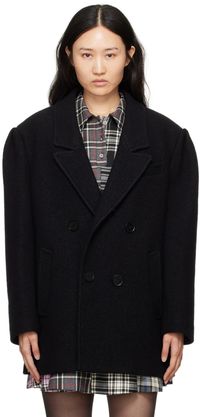 MSGM Black Double-Breasted Coat