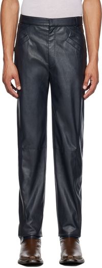 Situationist Navy YASPIS Edition Faux-Leather Trousers
