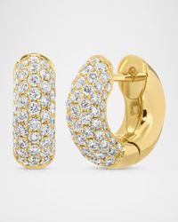 18K Yellow Gold Pave Diamond Cosmo Huggie Earrings