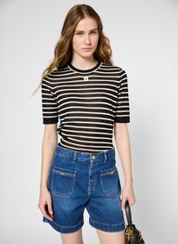 Gerard Darel - Pull ajusté à rayures - Taille 4 - Noir