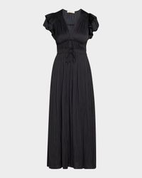 Patrice Flutter-Sleeve Midi Dress