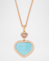 Happy Hearts 18K Rose Gold Turquoise Mother-of-Pearl Necklace