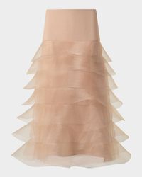 Ruffle Tulle Midi Skirt