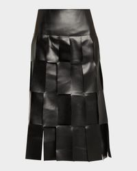 Faux Leather Multi-Rectangle Midi Skirt