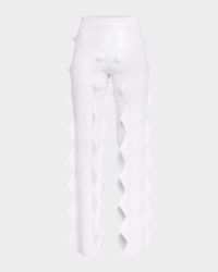 Pointed Knit Straight-Leg Pull-On Trousers