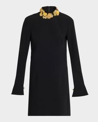Ebby Brooches Long-Sleeve Mini Dress
