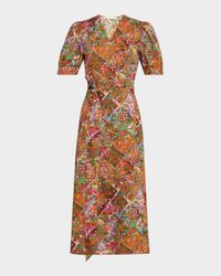 Rita Patchwork-Print Cotton Midi Wrap Dress