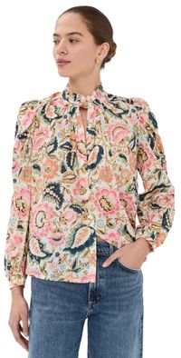 Alix of Bohemia Annabel Melon Bloom Shirt Off-White L