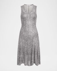 Sequined Fit-Flare Knit Mini Dress