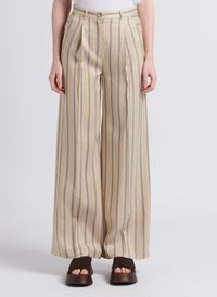 Max&co. - Pantalon large rayé - Taille 42 - Beige