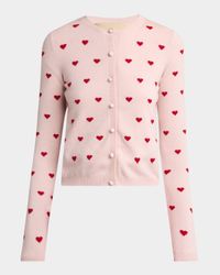 Jacquard Hearts Wool-Cashmere Cardigan