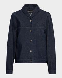 Shawl-Collar Cotton Denim Jacket