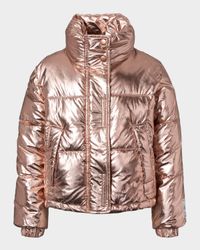 Girl's Hansine Water-Repellent Metallic Puffer Jacket, 8-14