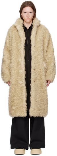 MM6 Maison Margiela Manteau beige en fourrure synthétique