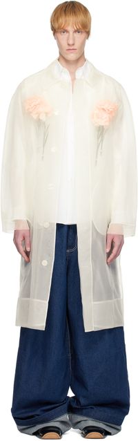 Simone Rocha Off-White Stuffed Carnation Car Coat