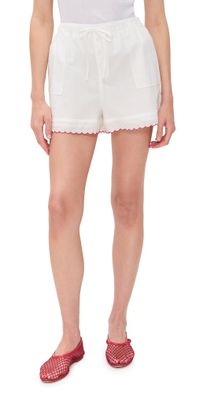 WAYF Elena Embroidered Shorts Ivo/Red M