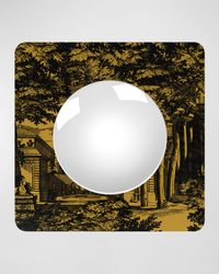 Square Frame With Convex Mirror - Giardino Settecentesco Black Yellow