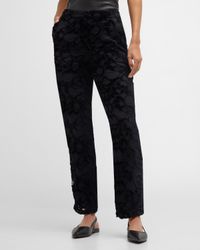 Mid-Rise Straight-Leg Corded Lace Pants