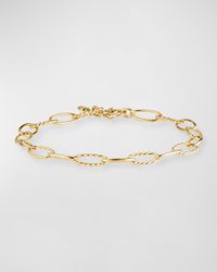 Zig Zag Stax Elongated Oval Link Chain Bracelet in 18k Gold