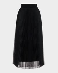 Pleated Tulle A-Line Midi Skirt