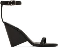 Courrèges Black Oblique Leather Heeled Sandals