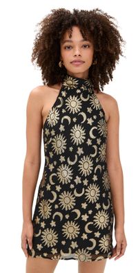 Show Me Your Mumu Lisa Mini Dress Celestial Shimmer Chiffon L