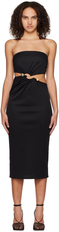 Christopher Esber Black Distort Midi Dress