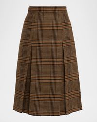 Jupe Pleated Houndstooth Wool-Blend Midi Skirt