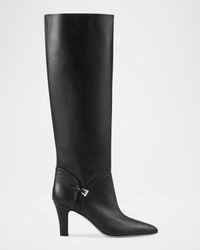 Elsa Leather Mini Buckle Knee Boots