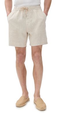 NN07 Gregor Drawstring Linen Shorts 6.25 Oat L