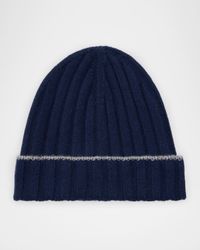 Men's Tipped Cashmere Rib Beanie Hat