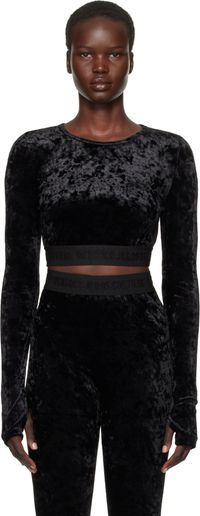 Versace Jeans Couture Black Velvet Crop T-shirt