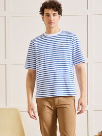 Cyrillus - T-shirt rayé relax fit coton biologique - Taille XL - Bleu
