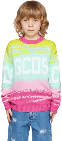GCDS Kids Kids Pink & Green Gradient Sweater