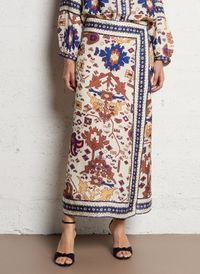 Ba&sh - Jupe midi portefeuille à imprimé - Taille 42 - Blanc