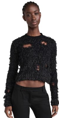 Acne Studios Hairy Web Crew Neck Sweater Black M