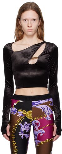 Versace Jeans Couture Black Cutout Long Sleeve T-Shirt