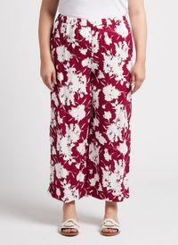 Persona By Marina Rinaldi - Pantalon fluide cropped imprimé - Taille 27 - Rouge