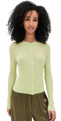 Vince Ribbed Cardigan Pale Fern XS