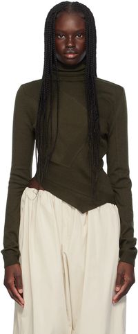 MM6 Maison Margiela Khaki Patchwork Turtleneck