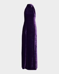 Tatum Stretch Velvet Halter Gown