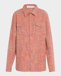 Flower Space Dye Tartan Cashmere Shirt Jacket
