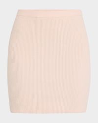 Powder Cashmere Rib-Knit Mini Skirt