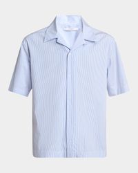 Men's Pinstripe Bowling Shirt