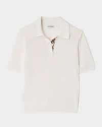 Check-Trim Short-Sleeve Knit Polo Shirt