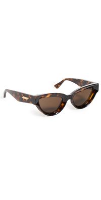 Bottega Veneta Bold Ribbon Narrow Sunglasses Havana-Havana-Brown One Size
